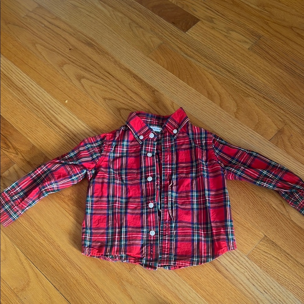 Janie and Jack Red Plaid Kids Shirt
